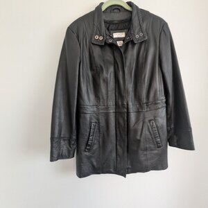 Pre-owned Woman's Covington Leather Jacket Size S Color Black